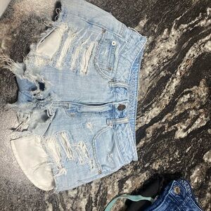 American Eagle baby blue jean shorts